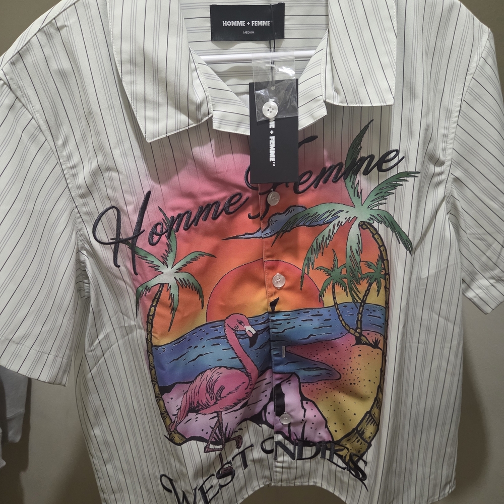 Homme Femme Men's Casual Button Down Shirt - Multicolor